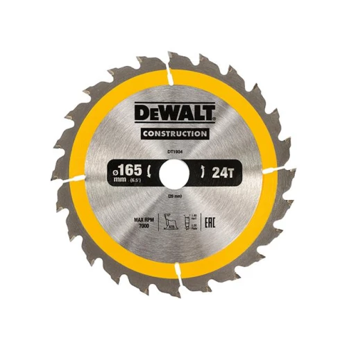 Dewalt Construction Circular Saw Blade 165 x 20mm x 24T