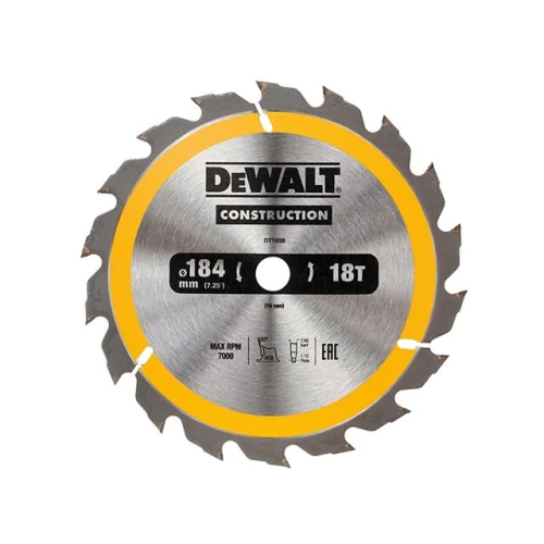 Dewalt Construction Circular Saw Blade 184 x 16mm x 18T
