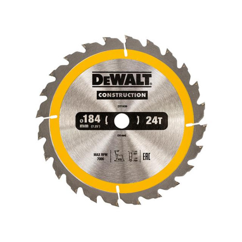 Dewalt Construction Circular Saw Blade 184 x 16mm x 24T