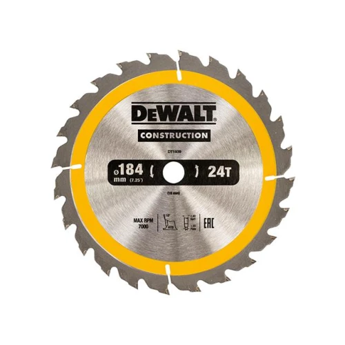 Dewalt Construction Circular Saw Blade 184 x 16mm x 24T