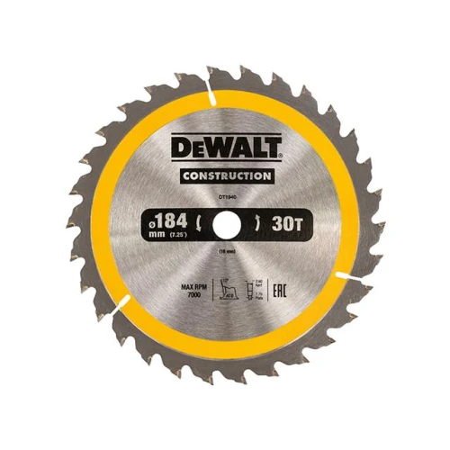 Dewalt Construction Circular Saw Blade 184 x 16mm x 30T