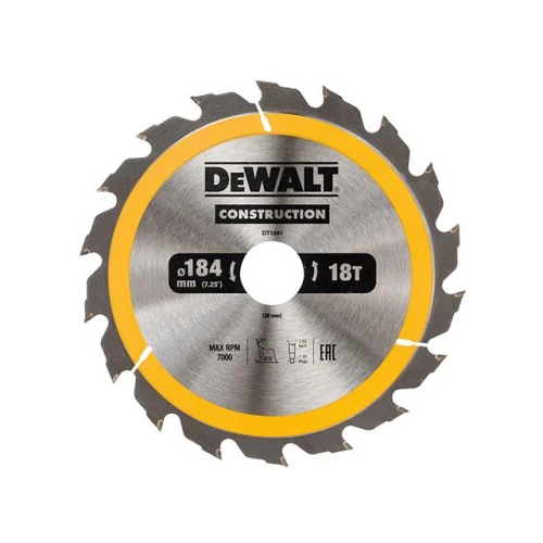 Dewalt Construction Circular Saw Blade 184 x 30mm x 18T
