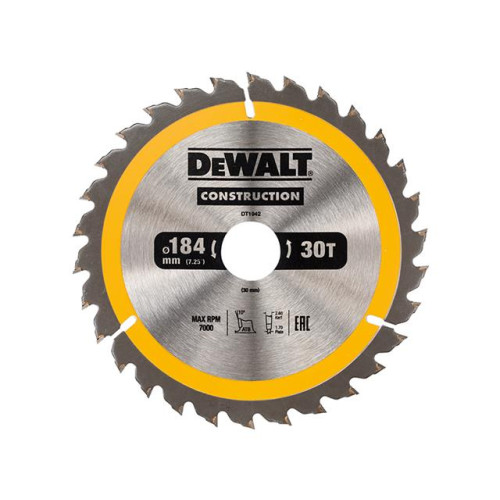 Dewalt Construction Circular Saw Blade 184 x 30mm x 30T
