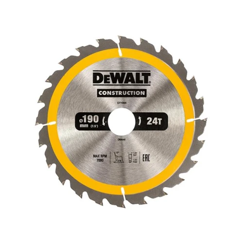 Dewalt Construction Circular Saw Blade 190 x 30mm x 24T