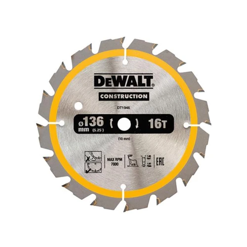 Dewalt Construction Trim Saw Blade 136 x 10mm x 16T