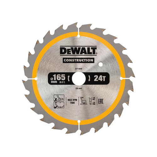 Dewalt Construction Circular Saw Blade 165 x 20mm x 24T