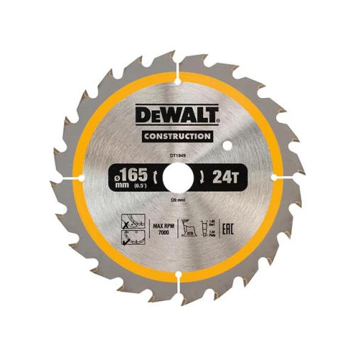 Dewalt Construction Circular Saw Blade 165 x 20mm x 24T