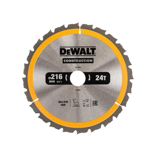 Dewalt Construction Circular Saw Blade 216 x 30mm x 24T