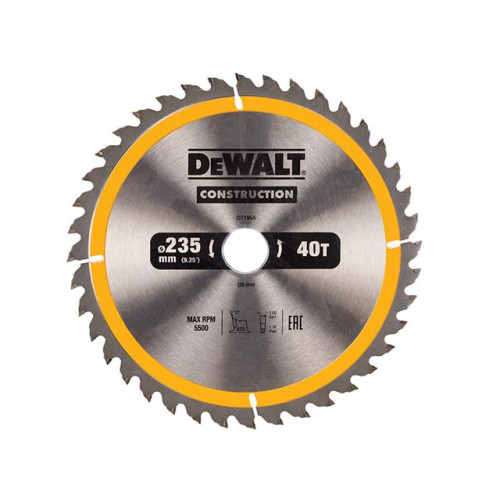 Dewalt Construction Circular Saw Blade 235 x 30mm x 40T