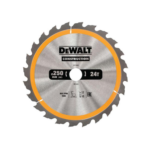 Dewalt Construction Circular Saw Blade 250 x 30mm x 24T