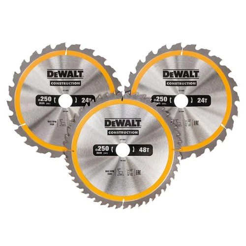 Dewalt DT1963 Construction Circular Saw Blade 3 Pack 250 x 30mm x 24T/48T