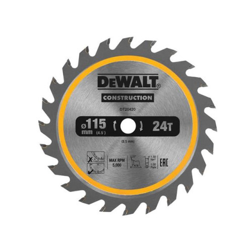 Dewalt DT20420 TCT Construction Circular Saw Blade 115 x 9.5mm x 24T