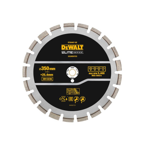 Dewalt ELITE SERIESâ„¢ Asphalt Diamond Segmented Wheel 350 x 25.4mm
