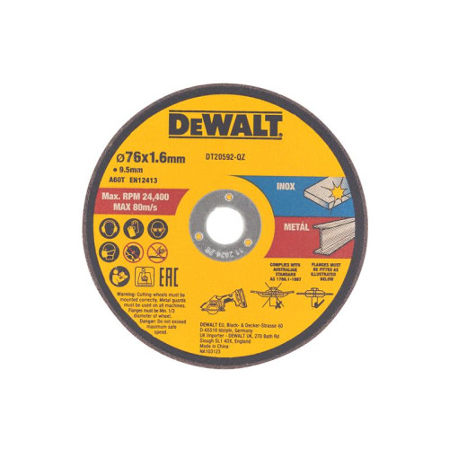 Dewalt DT20592 Bonded Abrasive Cutting Disc 76 x 1.6 x 9.5mm (3 Pack)