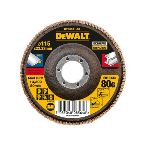 Dewalt Extreme Flap Disc 115 x 22.2mm 80G