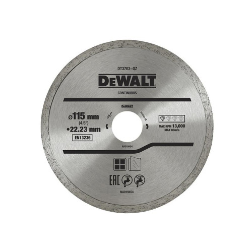 Dewalt DT3711 Continuous Rim Diamond Cutting Disc 115 x 22.23mm