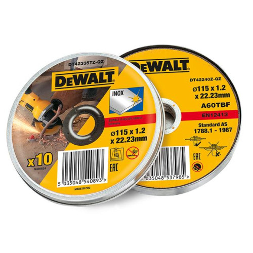 Dewalt Stainless Steel Metal Flat Cutting Discs 115mm Tin of 10