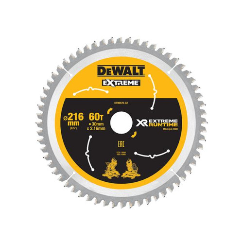 Dewalt FlexVolt XR Circular Saw Blade 216mm x 30mm 60T