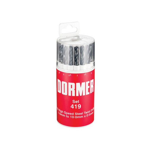 Dormer A191 No.419 Metric HSS Drill Set of 19 1.0-10.0 x 0.5mm