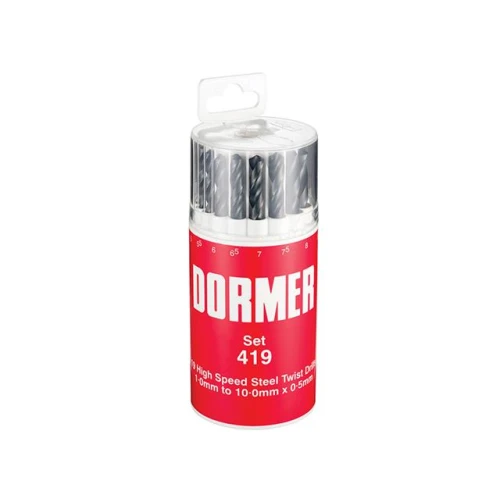 Dormer A191 No.419 Metric HSS Drill Set of 19 1.0-10.0 x 0.5mm
