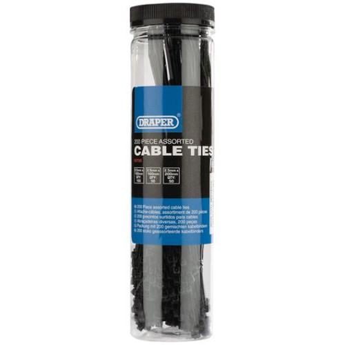 Draper Assorted Nylon Cable Tie 200 Pack