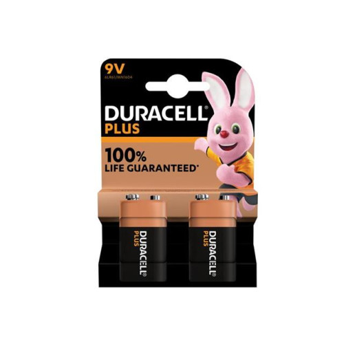 Duracell 9V Plus Power +100% Batteries (Pack 2)