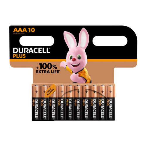 Duracell AAA Cell +100% Plus Power Batteries (Pack 10)