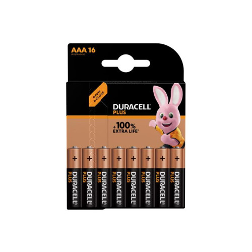 Duracell AAA Cell +100% Plus Power Batteries (Pack 16)