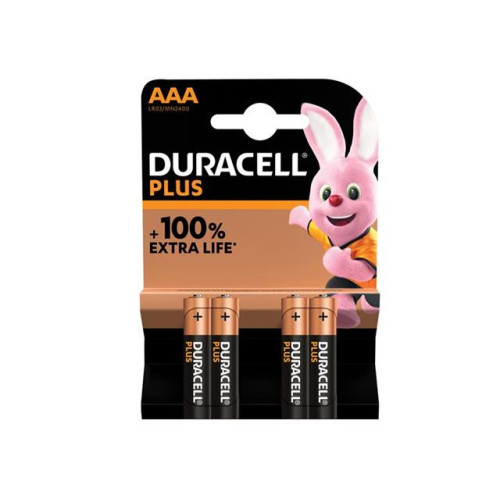 Duracell AAA Cell Plus Power +100% Batteries (Pack 4)
