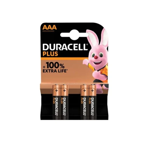 Duracell AAA Cell Plus Power +100% Batteries (Pack 4)