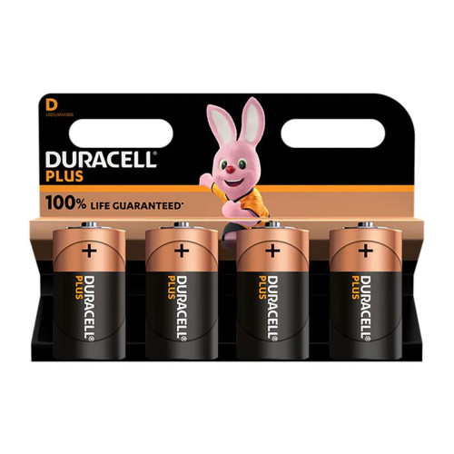 Duracell D Cell +100% Plus Power Batteries (Pack 4)