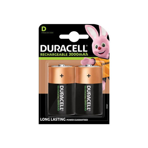 Duracell D Cell 3000Mah Rechargeable Batteries (Pack 2)