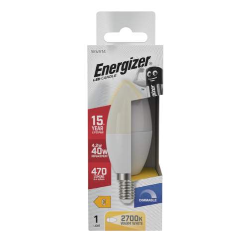 Energizer Dimmable LED Candle Lightbulb 4.2W (40W) E14 Warm White