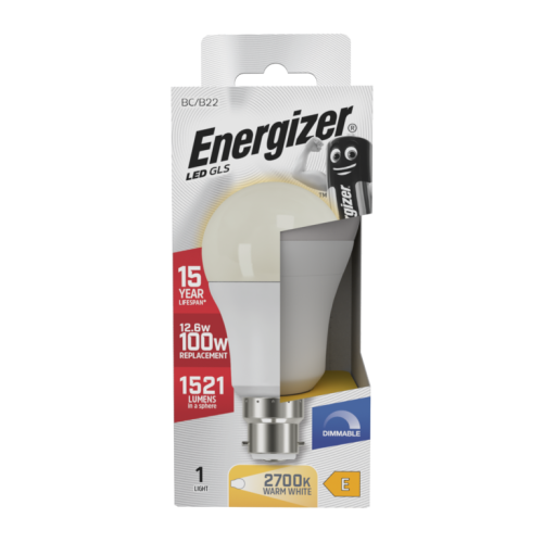 Energizer Dimmable LED GLS Lightbulb 12.6W (100W) BC Warm White