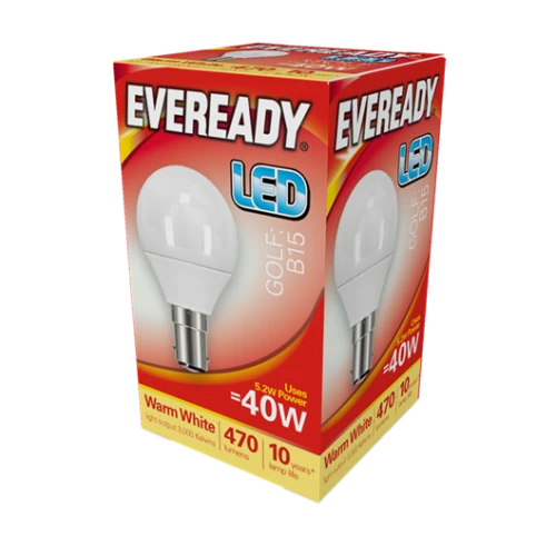 Eveready LED Golf Ball Light Bulb 5.2W (40W) Warm White SBC