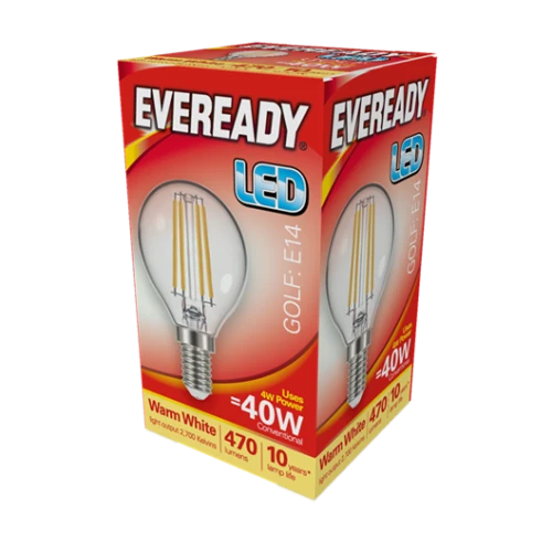 Eveready LED Golfball Filament Lightbulb 4W (40W) SES Warm White