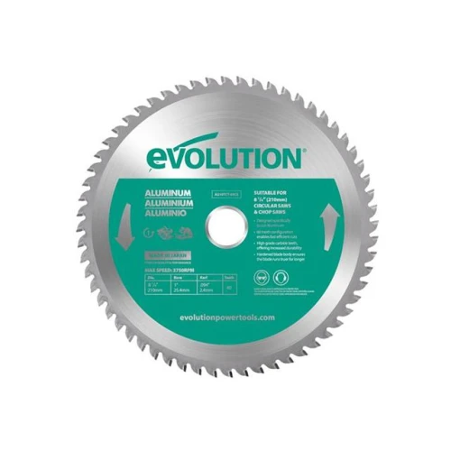 Evolution Aluminium Cutting Circular Saw Blade 210 x 25.4mm x 60T
