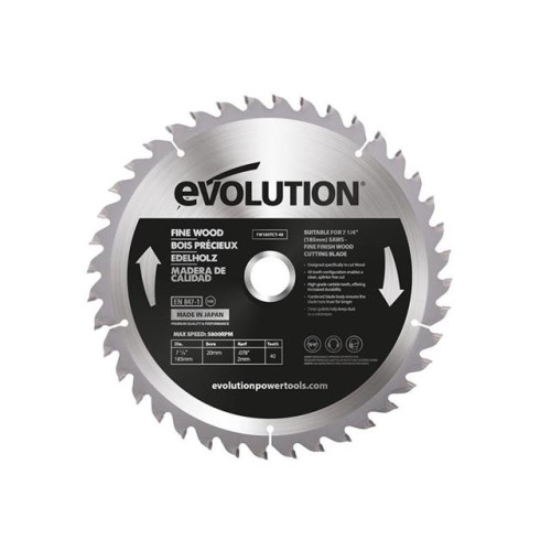 Evolution Fine Wood Mitre/Table Saw Blade 185 x 20mm x 40T
