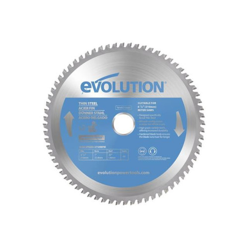 Evolution Thin Steel Cutting Mitre Saw Blade 210 x 25.4mm x 68T
