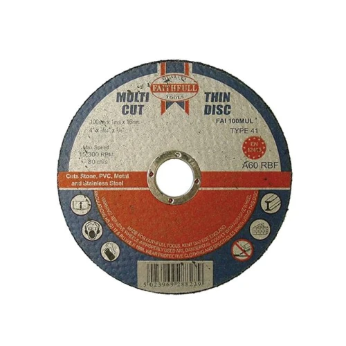 Faithfull Multi Cut Thin Cut Off Wheel 100mm X 1.0 X 16 Pack Of 10