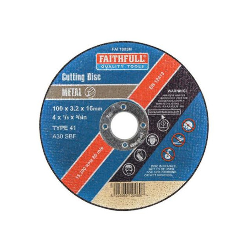 Faithfull Cut Off Disc For Metal 100 X 3.2 X 16mm