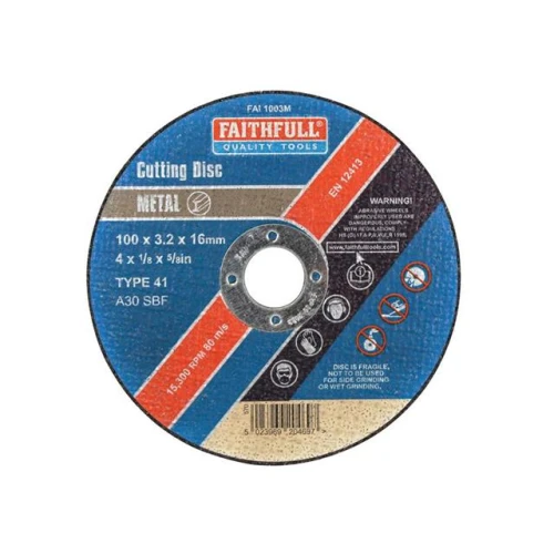 Faithfull Cut Off Disc For Metal 100 X 3.2 X 16mm
