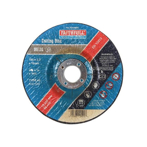 Faithfull Cut Off Disc For Metal Depressed Centre 100 X 3.2 X 16mm