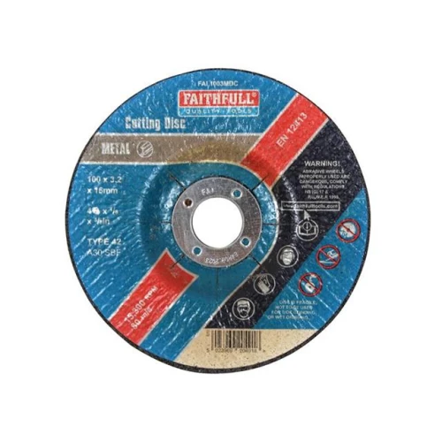 Faithfull Cut Off Disc For Metal Depressed Centre 100 X 3.2 X 16mm