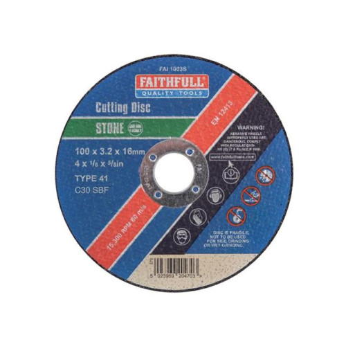 Faithfull Cut Off Disc For Stone 100 X 3.2 X 16mm