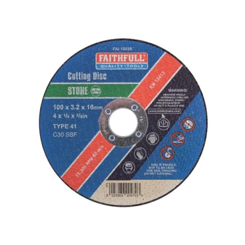 Faithfull Cut Off Disc For Stone 100 X 3.2 X 16mm