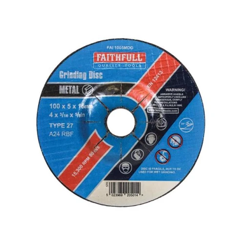 Faithfull Grinding Disc For Metal Depressed Centre 100 X 5 X 16mm