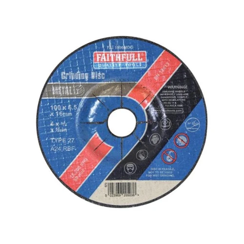 Faithfull Grinding Disc For Metal Depressed Centre 100 X 6.5 X 16mm