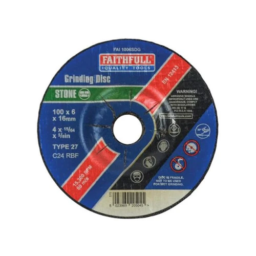 Faithfull Grinding Disc For Stone Depressed Centre 100 X 6 X 16mm