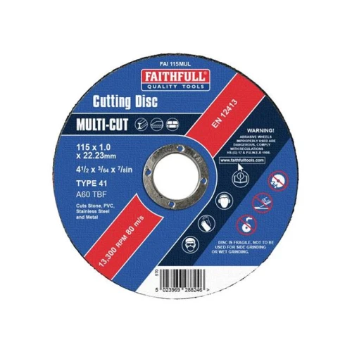 Faithfull Multi-Purpose Cutting Disc 115 x 1.0 x 22.23mm (Pack 10)